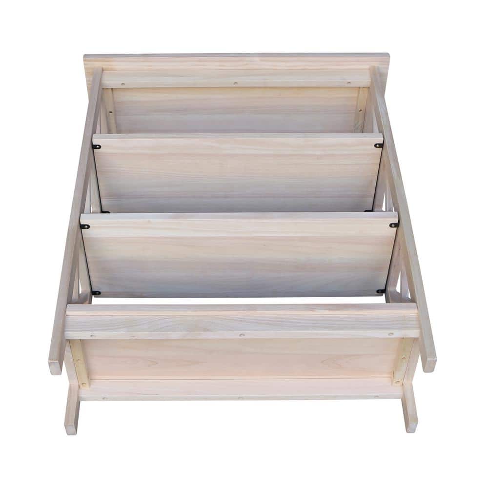 Adjustable Brown Wood 3-Shelf X-Sided Bookcase