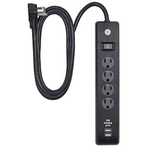 4-Outlet 2 USB 450 Joules Surge Protector with 6 ft. Cord, Black