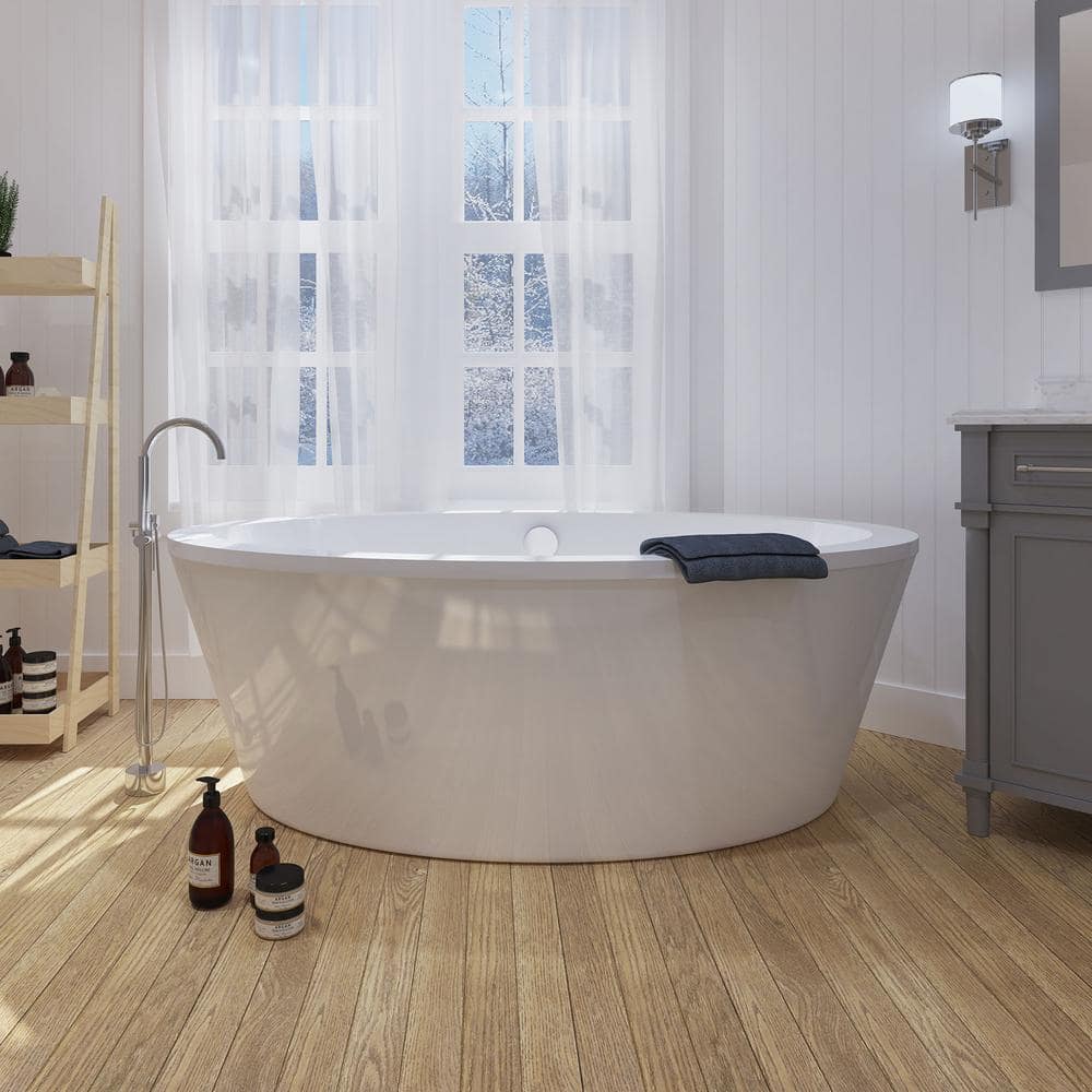 67'' Gloss White Acrylic Freestanding Soaking Bathtub