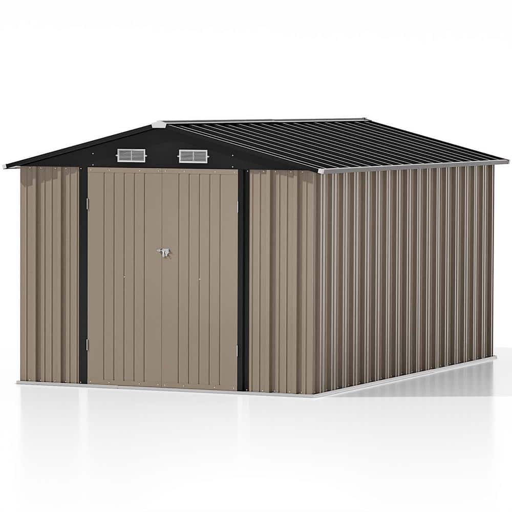 Patiowell 8 ft. W x 12 ft. D Brown Metal Storage Shed 96 sq. ft