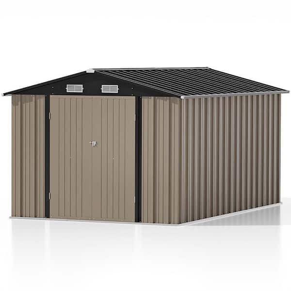 Patiowell 8 ft. W x 12 ft. D Brown Metal Storage Shed 96 sq. ft. in Brown
