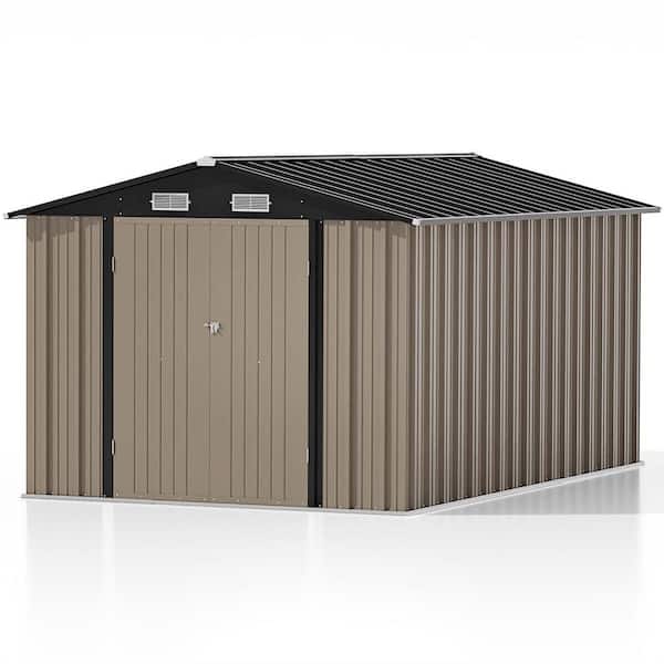 8 ft. W x 12 ft. D Brown Metal Storage Shed 96 sq. ft. in Brown