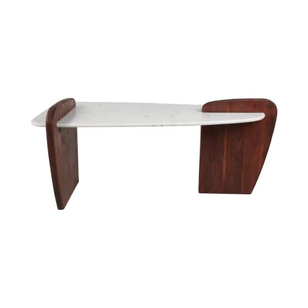 Liv & Skye 53 in. White Specialty Marble Modern Coffee Table