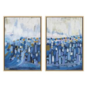 Soft Blue Garden Wood Framed Canvas Floral Art Print 19 in. x 45 in.  kc4652c - The Home Depot