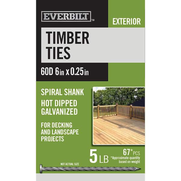 Everbilt 60D 6 in. Timber Tie Nails Hot Dipped Galvanized 5 lbs (Approximately 67 Pieces)