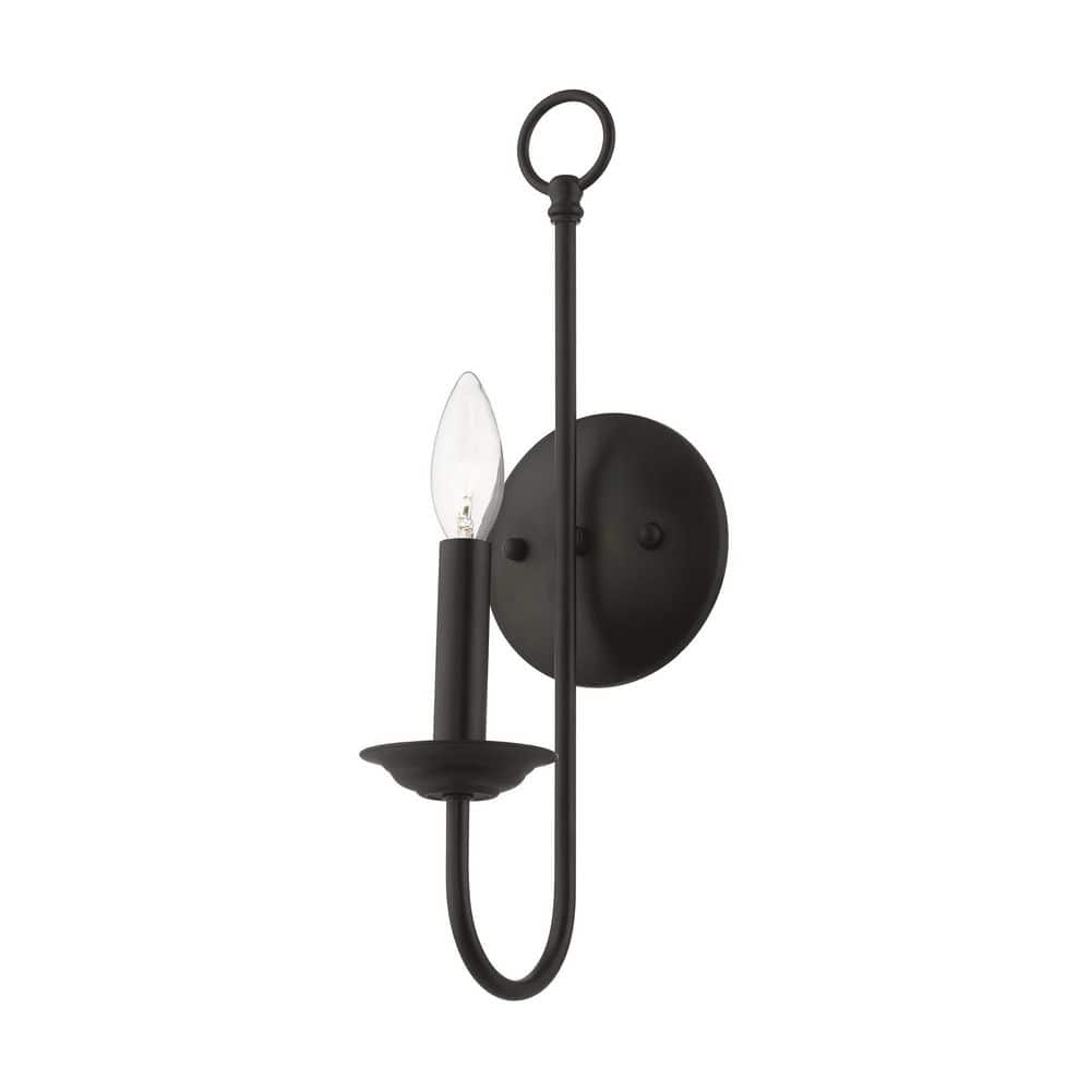 Estate Classical Black Steel Wall Sconce - 16" Height