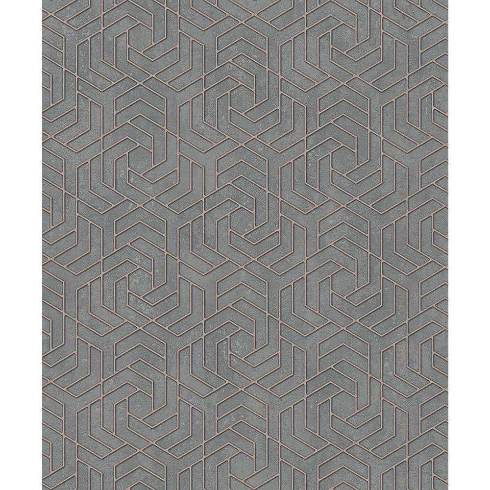 Tama Charcoal Geometric Non-Pasted Vinyl Wallpaper