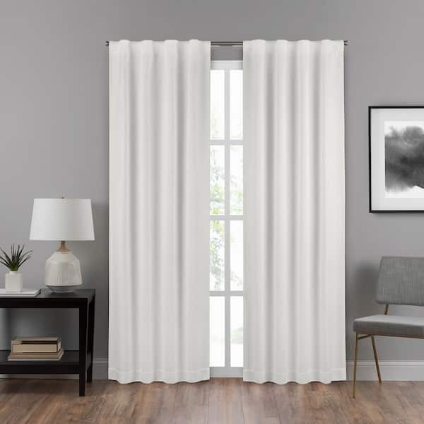 Eclipse Summit Draftstopper White Solid Polyester 40 in. W x 95 in. L Room Darkening Single Rod Pocket Back Tab Curtain Panel