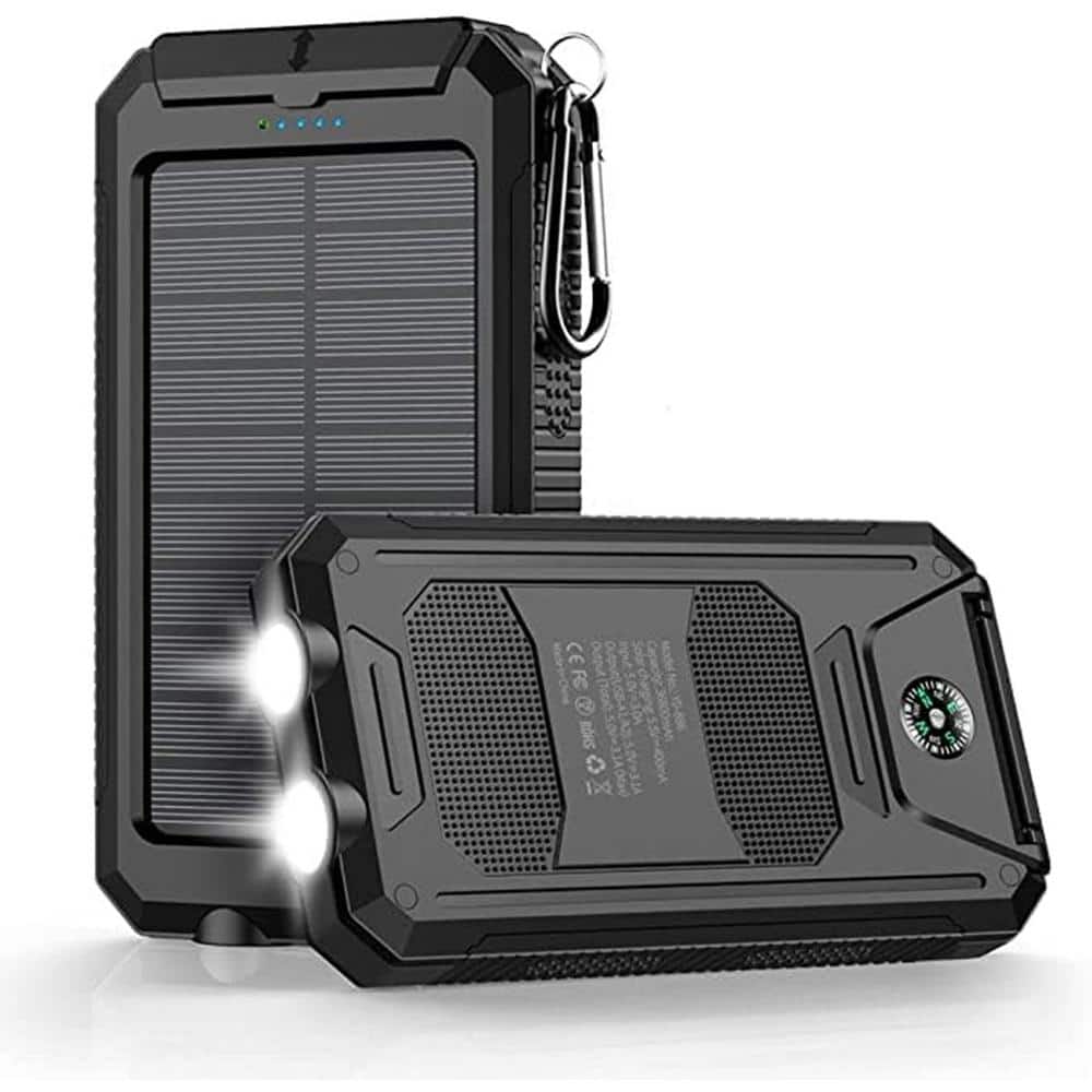 Solar 36800mAh Portable Power Bank-Waterproof Charger with Built-in Dual QC