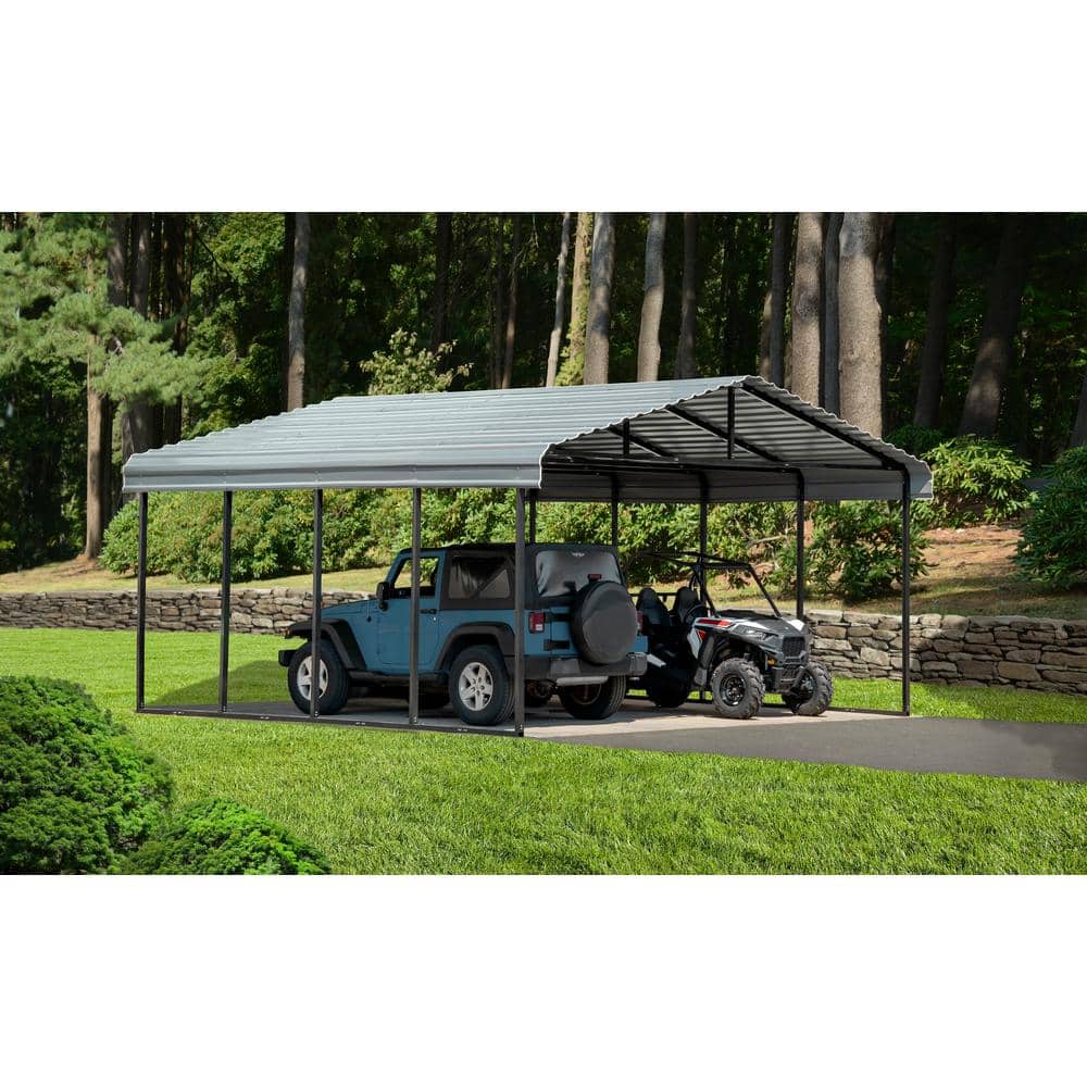 Charcoal Galvanized Steel 20' x 20' Carport Shelter Kit