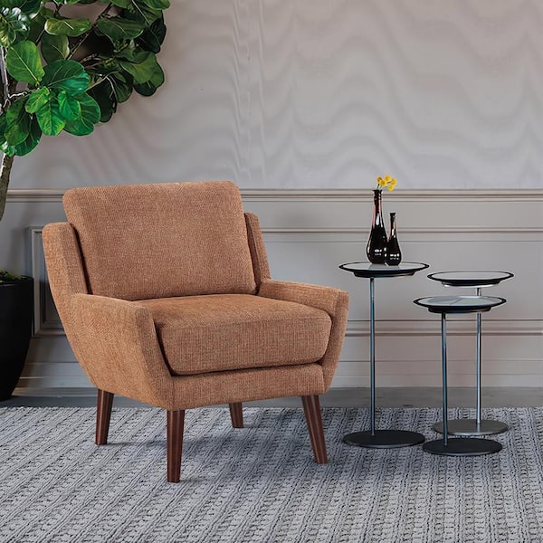 Lazzara Ameillia Orange Chenille Upholstery Accent Arm Chair