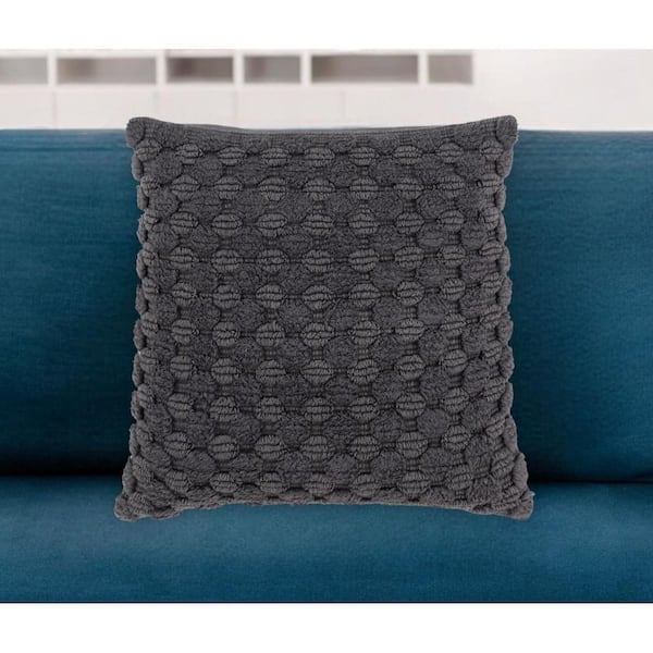 HomeRoots Charcoal Solid Polyester 20 in. x 20 in. Throw Pillow