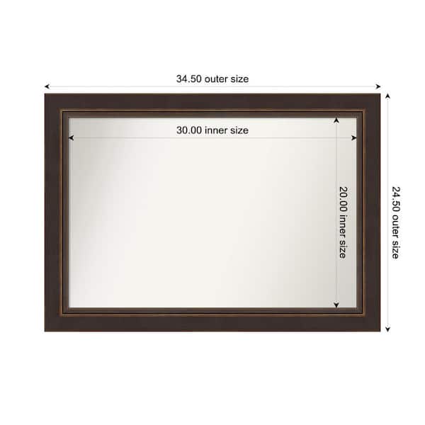 Lara Bronze 34.5 in. W x 24.5 in. H Custom Non-Beveled Wood Framed Bathroom Vanity Wall Mirror