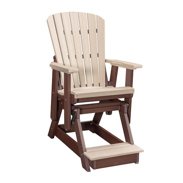 Adirondack Series 27 in. 1-Person Brown High Density Polyethylene Plastic Outdoor Balcony Height Glider