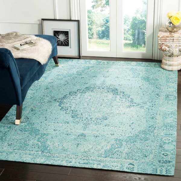 Classic Vintage Teal 8 ft. x 10 ft. Floral Area Rug