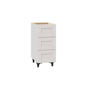 Shaker Assembled 15x34.5x24 in. 3-Drawer Base Cabinet with 10 in. Metal Drawer Boxes in Vanilla White