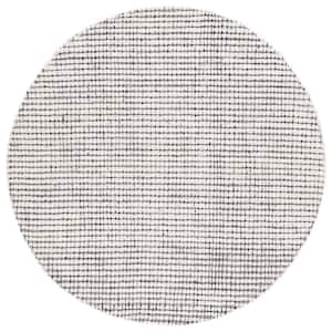 Abstract Gray/Ivory 6 ft. x 6 ft. Striped Round Area Rug