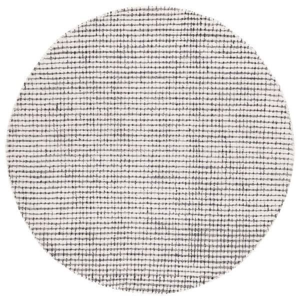 SAFAVIEH Abstract Gray/Ivory 6 ft. x 6 ft. Striped Round Area Rug