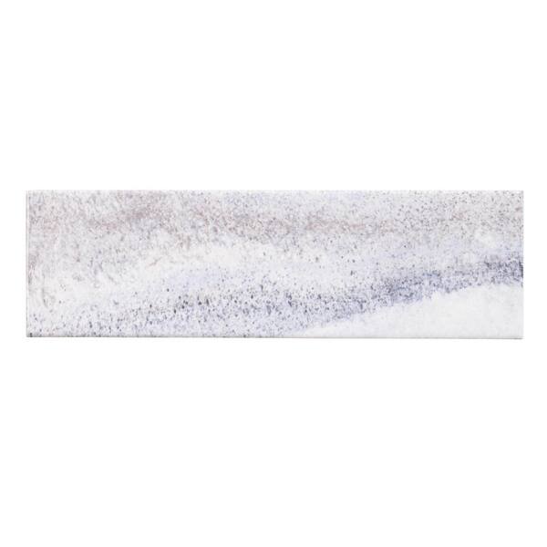 Splendor Rectangle 10 in. x 3 in. Glossy Polar Blue Porcelain Marble Tile Sample