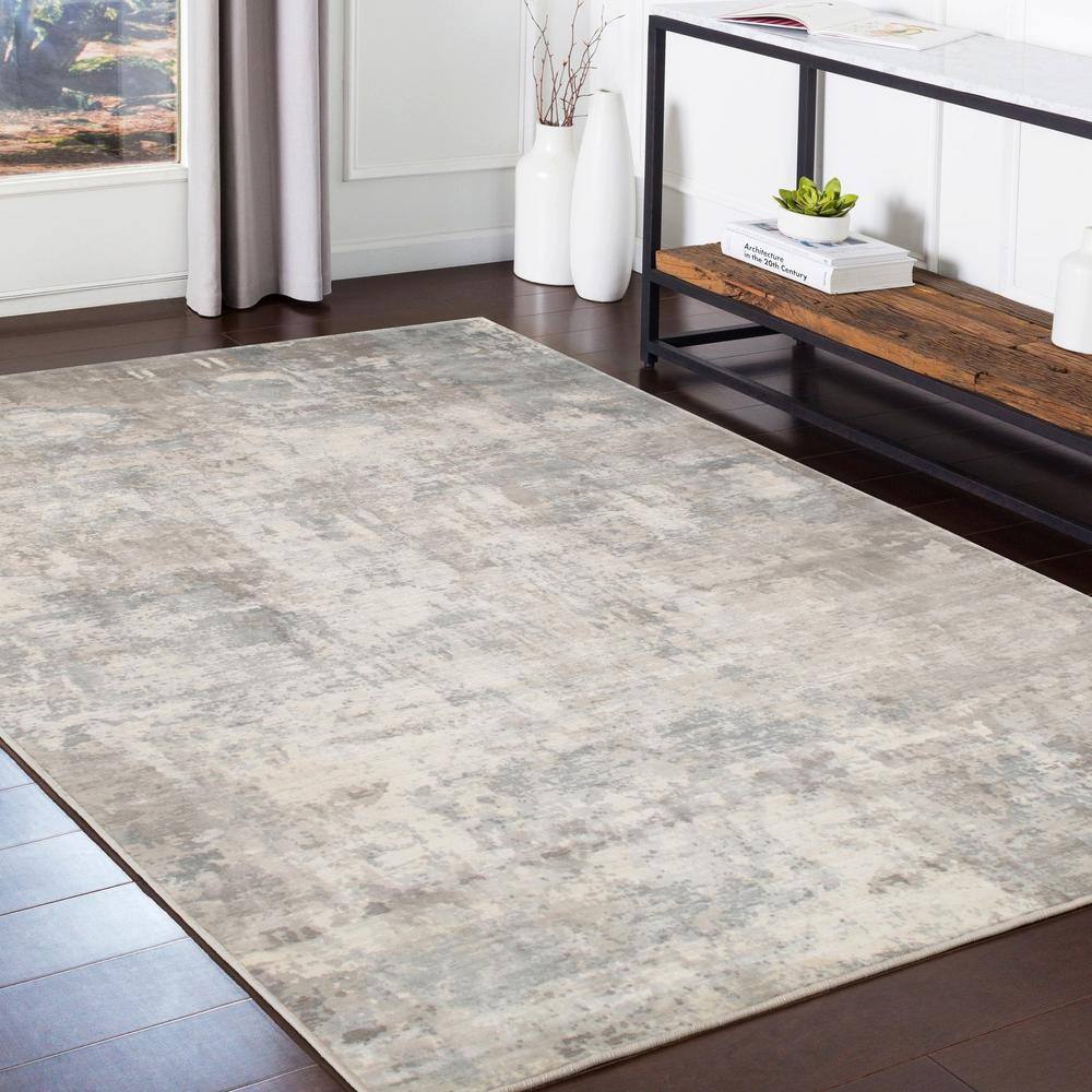 Elegance Abstract Gray Hand-Loomed Wool & Viscose 6' x 9' Rug
