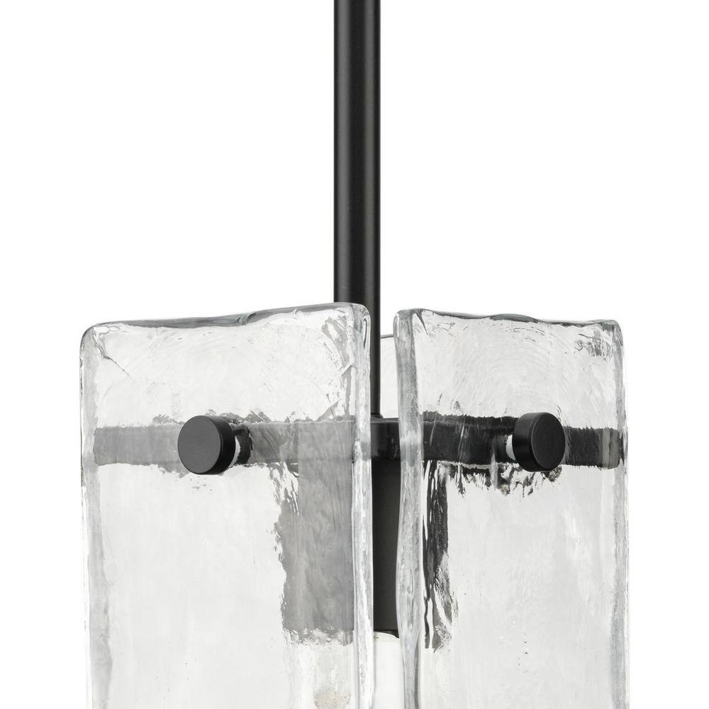 Rivera Matte Black Mini Pendant with Clear Textured Glass