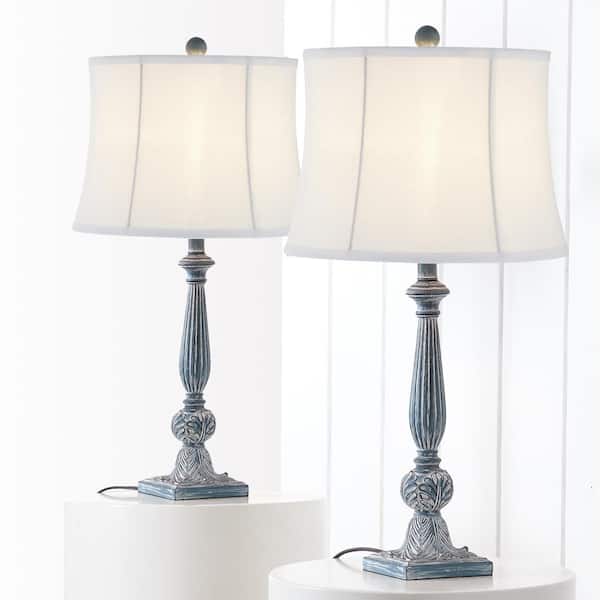 Salem 27 .5 in. Green Table Lamp Set With White Shade (Set of 2)