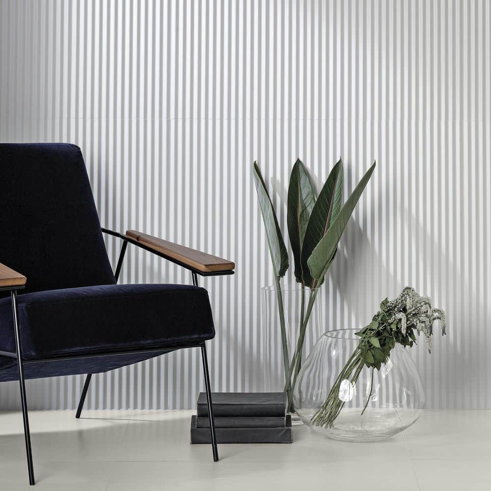 Linear White 12x36 Matte Ceramic Wall Tile