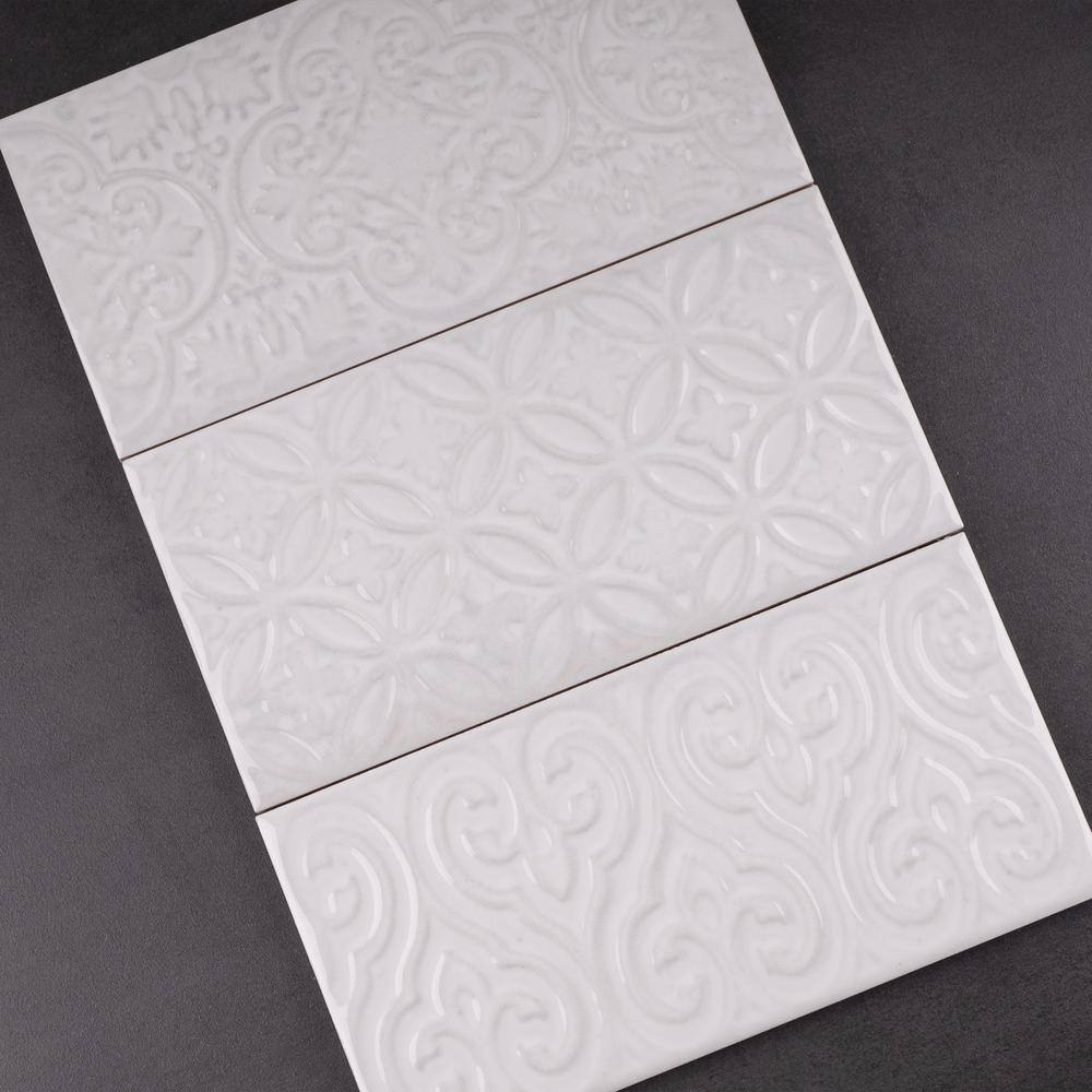Blanco White Polished Ceramic Subway Wall Tile 5x10
