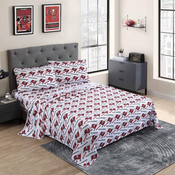 Sweet Home Collection Tampa Bay Buccaneers NFL Officially Licenced 2021 Season 4-Piece Multi Color Microfiber Queen Bed Sheet Set