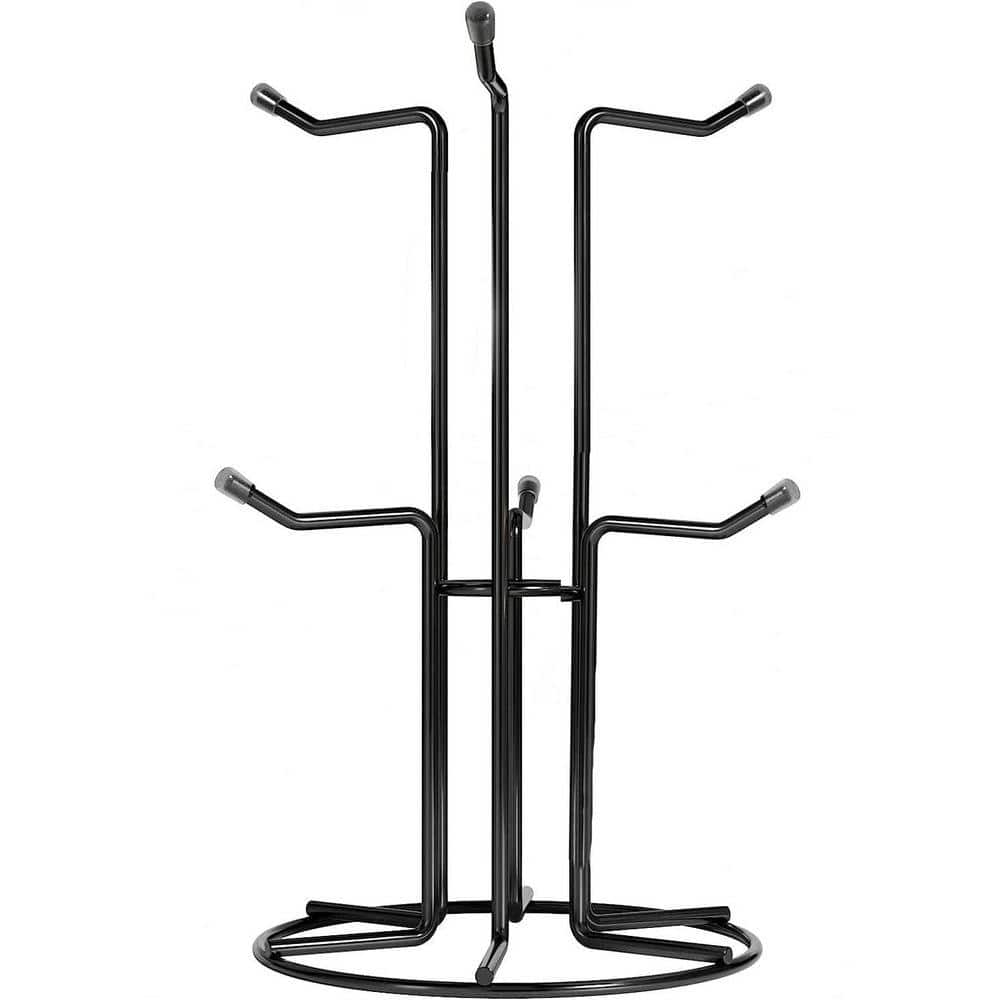 Lynzavix Mug Tree Series 6-Hook Black Coffee Cup Holder Stand for
