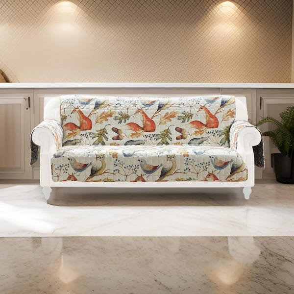 Multi-color Polyester Owl Songbird Print Furniture Protector Sofa Cover