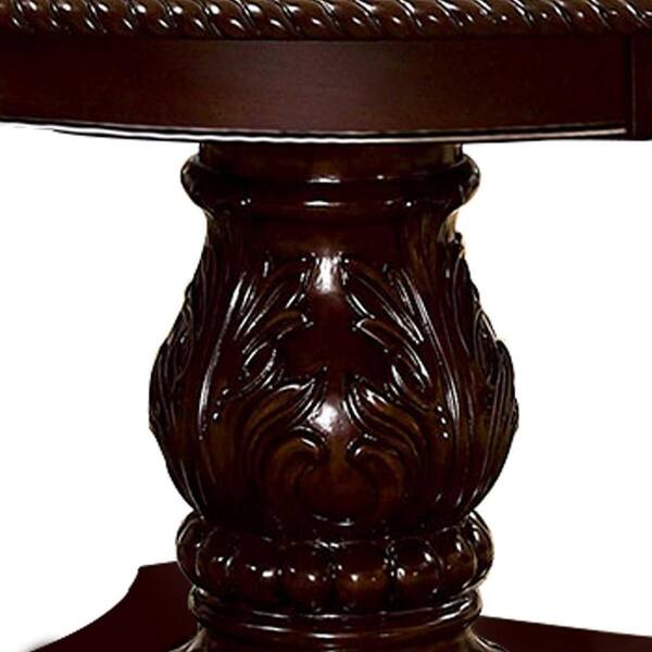 Benjara Brown Wood Round 60 in. Pedestal Base Dining Table Seating for ...