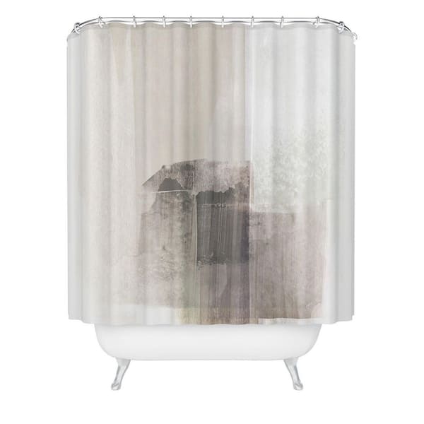 DenyDesigns. GalleryJ9 Beige and Brown Minimalist Abstract Painting Shower Curtain