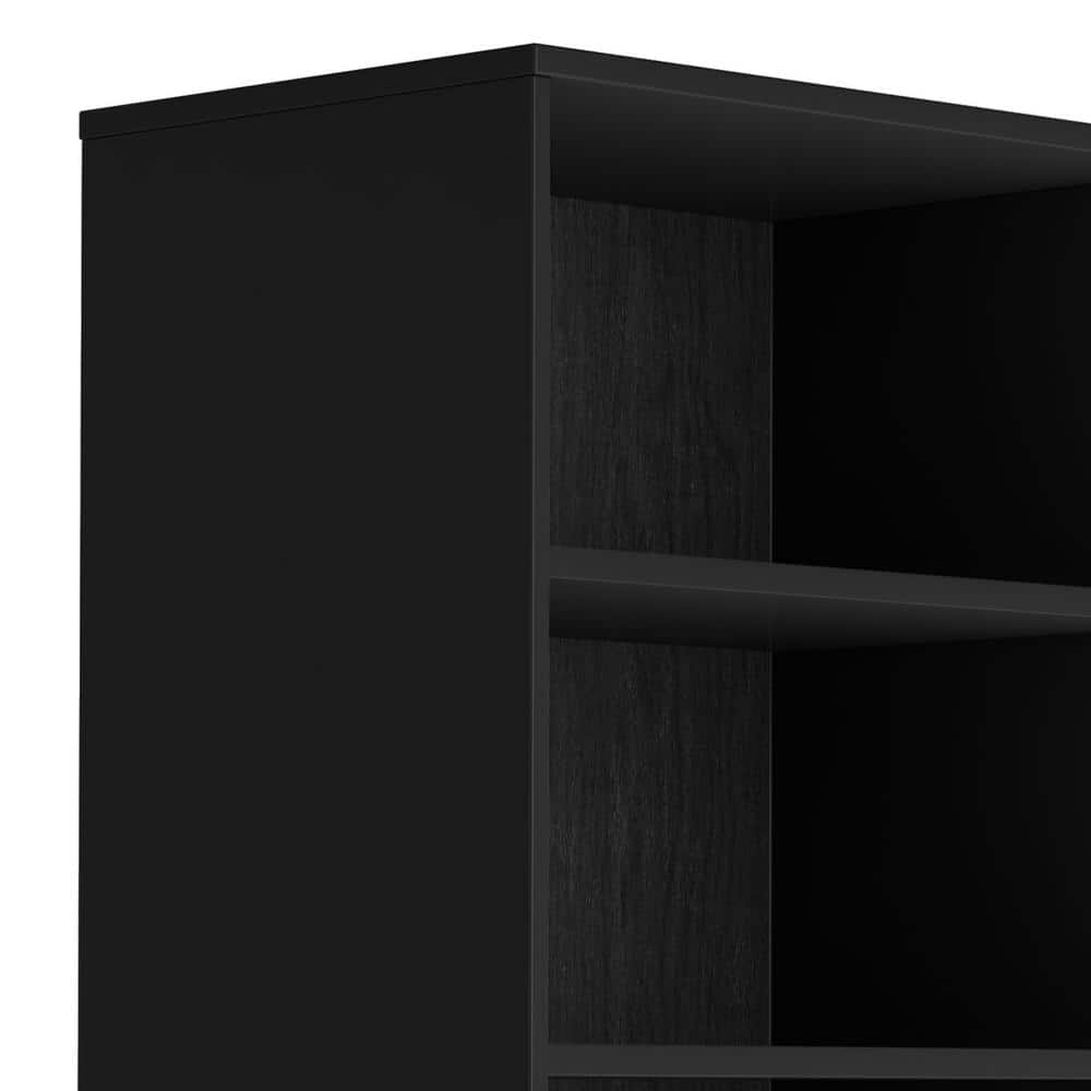 Harper Black Solid Hardwood Adjustable Mid Century Modern Bookcase