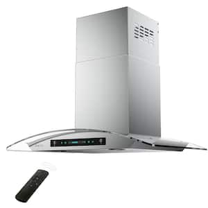 30 in. 763 CFM Ducted Wall Mount Range Hood in Stainless Steel and Glass With Lights