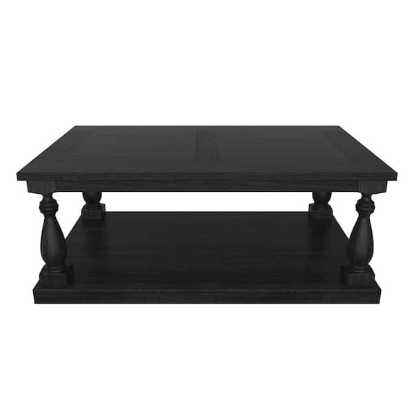 Unbranded 45 in. Black Rectangle Wood Coffee Table with Storage