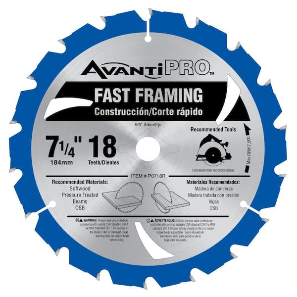 Avanti Pro 7-1/4 in. x 18-Teeth Fast Framing Saw Blade