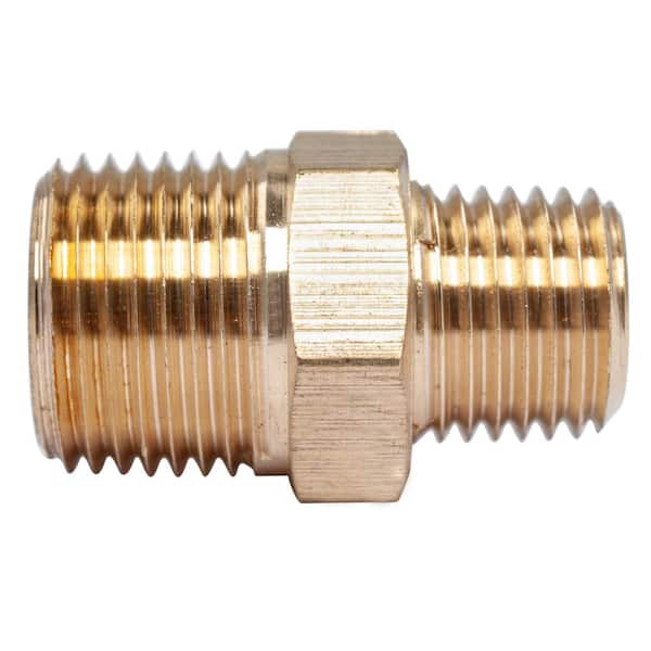 LTWFITTING 3/8 in. x 1/4 in. MIP Brass Pipe Hex Reducing Nipple Fitting (25-Pack)