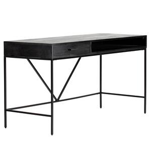 Bilbao 22 in. Rectangle Black Mango Wood with 1-Drawer Writing Desk with Open Shelf