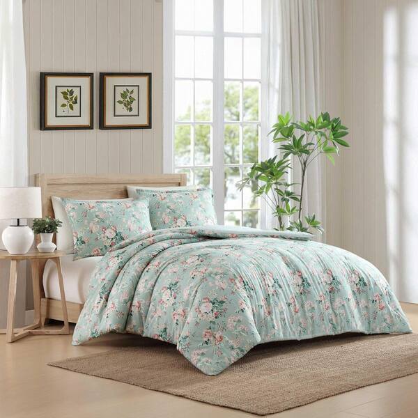 Laura Ashley Rosemoore Face 3-Piece Whisper Pink/Teal Cotton