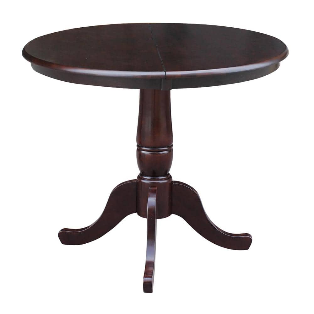 Farmhouse Round Extendable Dining Table in Rich Mocha Wood