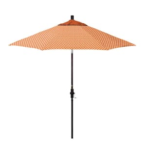 9 ft. Bronze Aluminum Market Patio Umbrella with Fiberglass Ribs Crank Collar Tilt in Lavalier Apricot Pacifica Premium