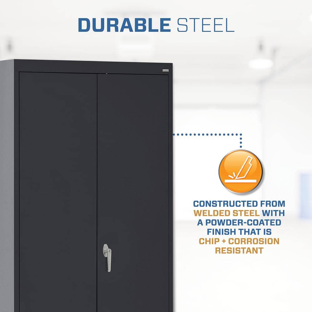 Transitional Black Steel Full-Height Combination Wardrobe Cabinet