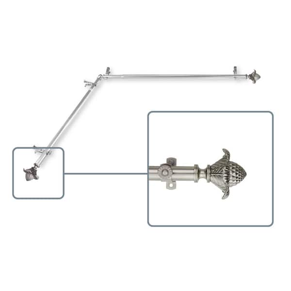 Unbranded 28 in. to 48 in. Adjustable 13/16 in. Corner Window Curtain Rod in Satin Nickel with Florian Finials