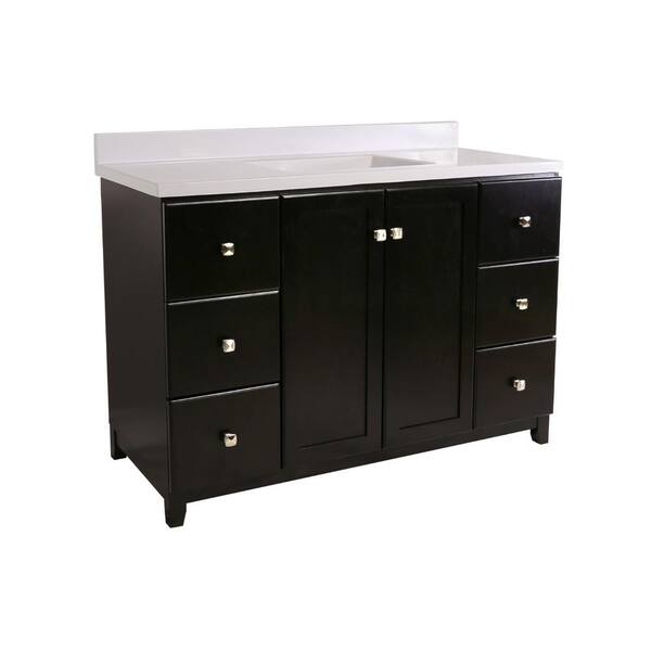 Design House Shorewood 48 in. 2-Door 6-Drawer Bath Vanity in Espresso with Solid White Cultured Marble Vanity Top (Ready to Assemble)