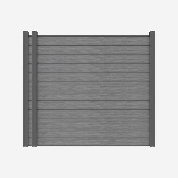 LH EP Complete Kit 6 ft. x 6 ft. Embossed Gray WPC Composite Fence Panel with Pronged Holders and Post Kits (2-set)