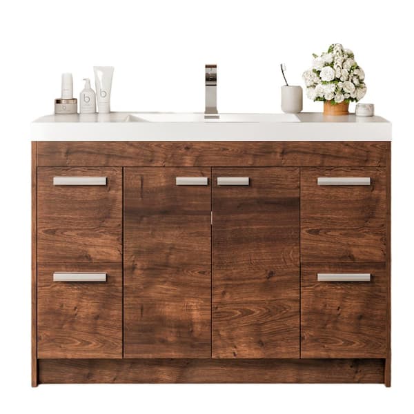 Lugano 48 in. Single Sink Rosewood Bath Vanity with White Acrylic Top (Assembled)
