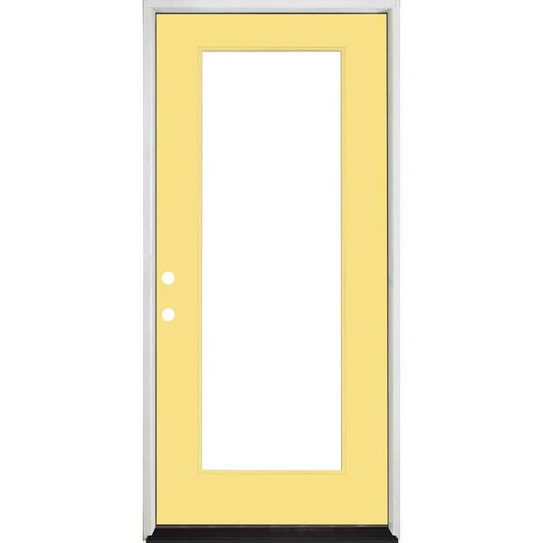 Steves & Sons Legacy 30 in. x 80 in. Full-Lite Clear Glass RHIS Jackfruit Finish Fiberglass Prehung Front Door
