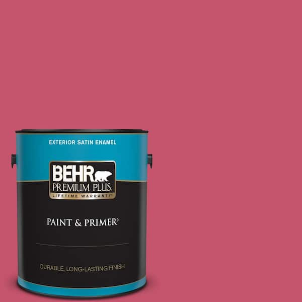 BEHR PREMIUM PLUS 1 gal. #120B-7 Tropical Smoothie Satin Enamel Exterior Paint & Primer