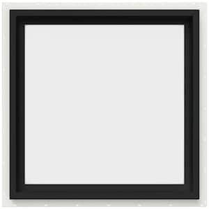 24 in. x 24 in. V-4500 Series Bronze Exterior/White Interior FiniShield Vinyl Picture Window w/ Low-E 366 Glass